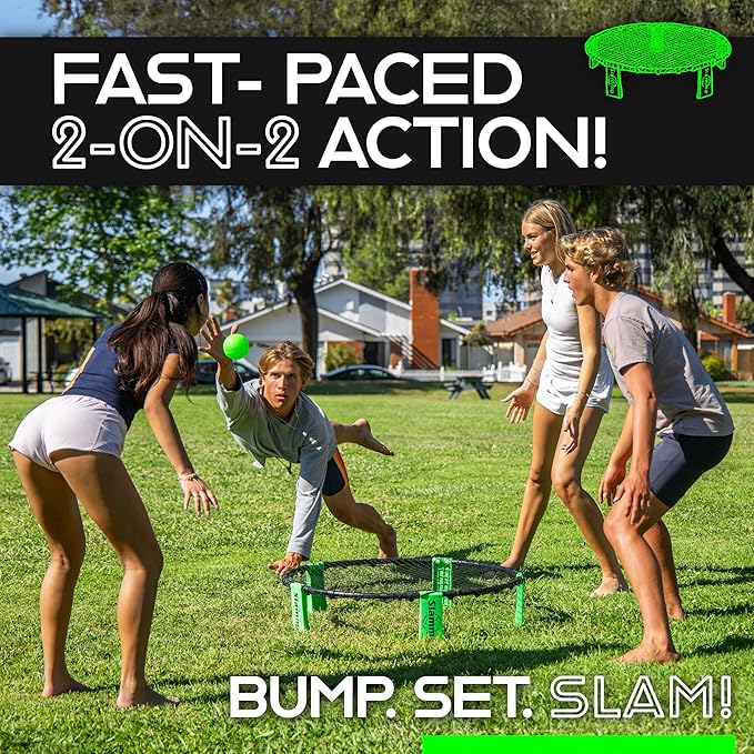GoSports Slammo Game Set – 2-on-2 Roundnet Volleyball with 3 Balls & Carry Bag