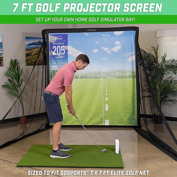 GoSports Elite Golf Simulator Impact Screen – 6.5 × 7 ft or 9 × 7 ft, Heavy‑Duty Polyester with Grommets (Simulator Not Included)