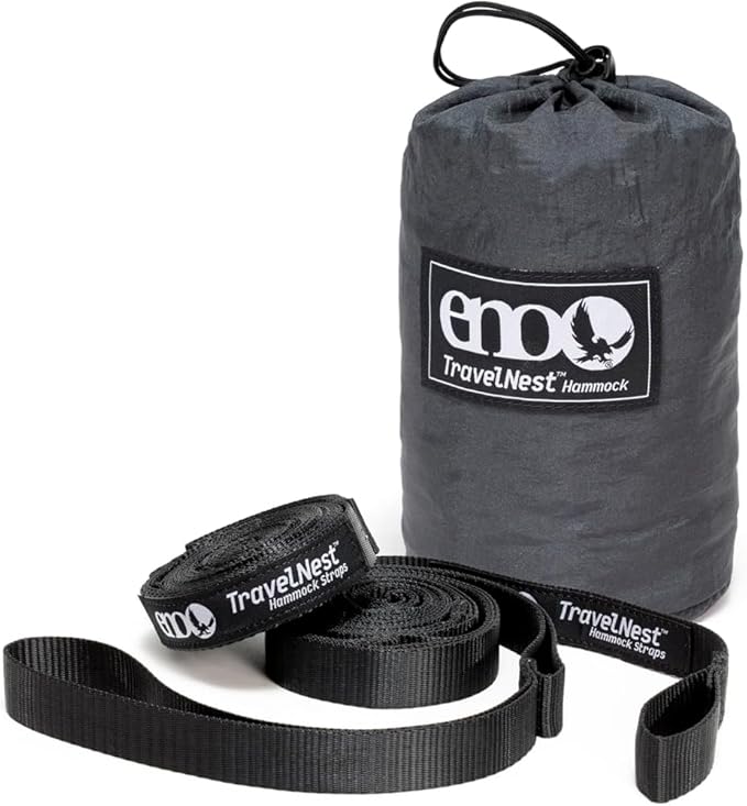 ENO TravelNest Hammock & Straps Combo – Portable Camping Hammock with Tree-Friendly Straps (Charcoal)