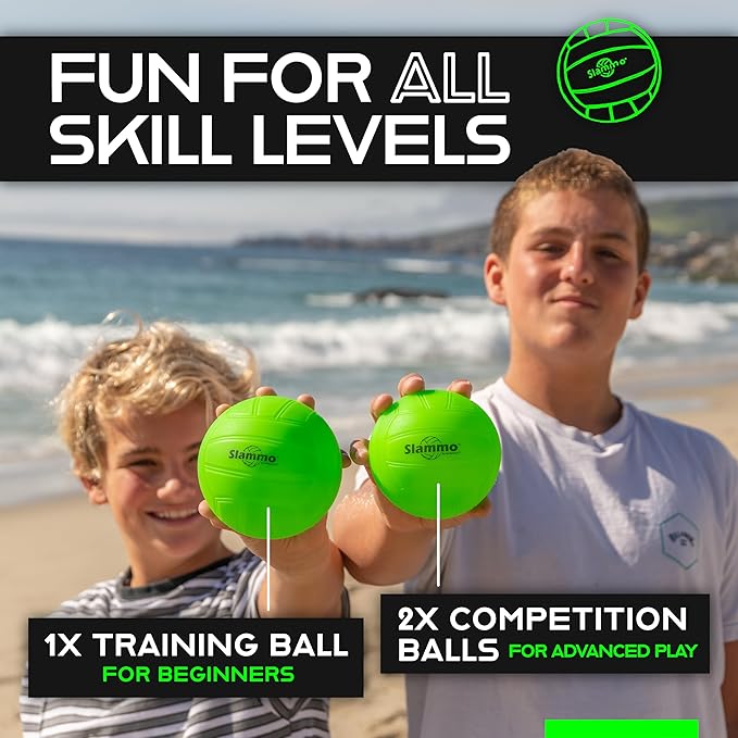 GoSports Slammo Game Set – 2-on-2 Roundnet Volleyball with 3 Balls & Carry Bag