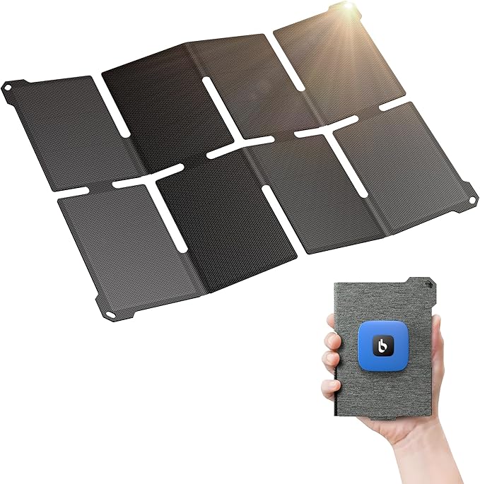 BigBlue 25W Pocket-Size Portable Solar Charger – Foldable, Waterproof Power with USB-A & USB-C for Phones, Tablets & More