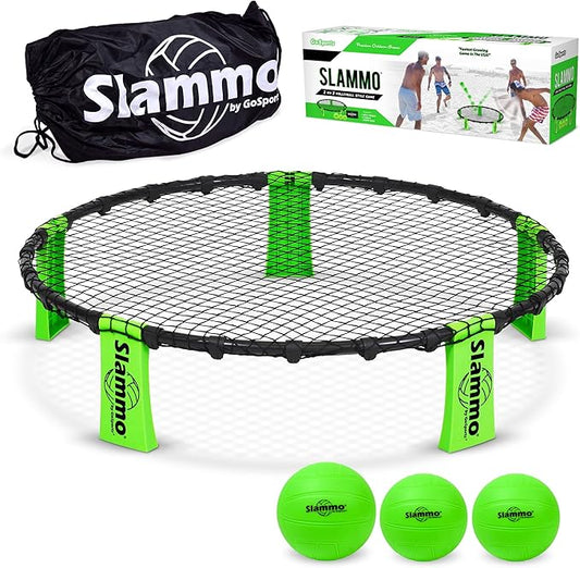 GoSports Slammo Game Set – 2-on-2 Roundnet Volleyball with 3 Balls & Carry Bag
